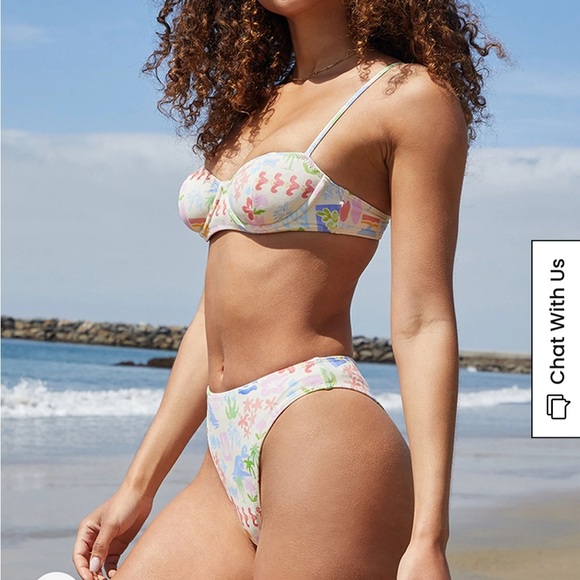 Pacsun bikini set Surf Poppy yellow high rise bottoms swimsuit XL new - Picture 13 of 14